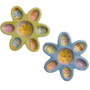 Easter Egg Display Candy Dishes Ceramic 9 inch Multipurpose Multicolor Set of 2
